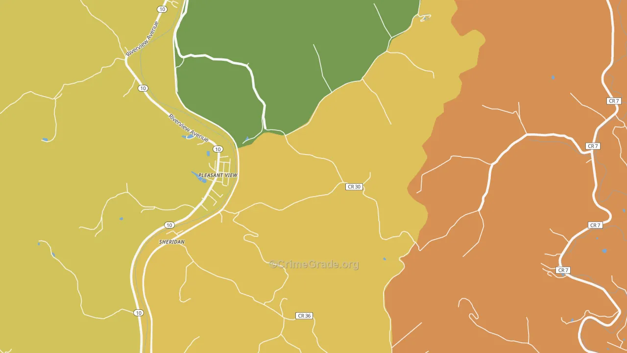 Pleasant View, WV Map of Arson Rates