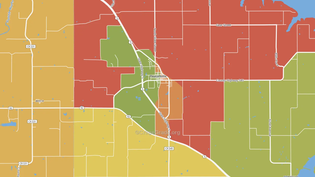 Pleasantville, IA Map of Arson Rates