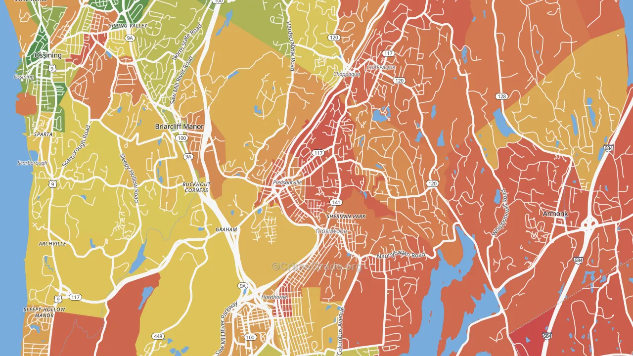 Pleasantville, NY Map of Arson Rates
