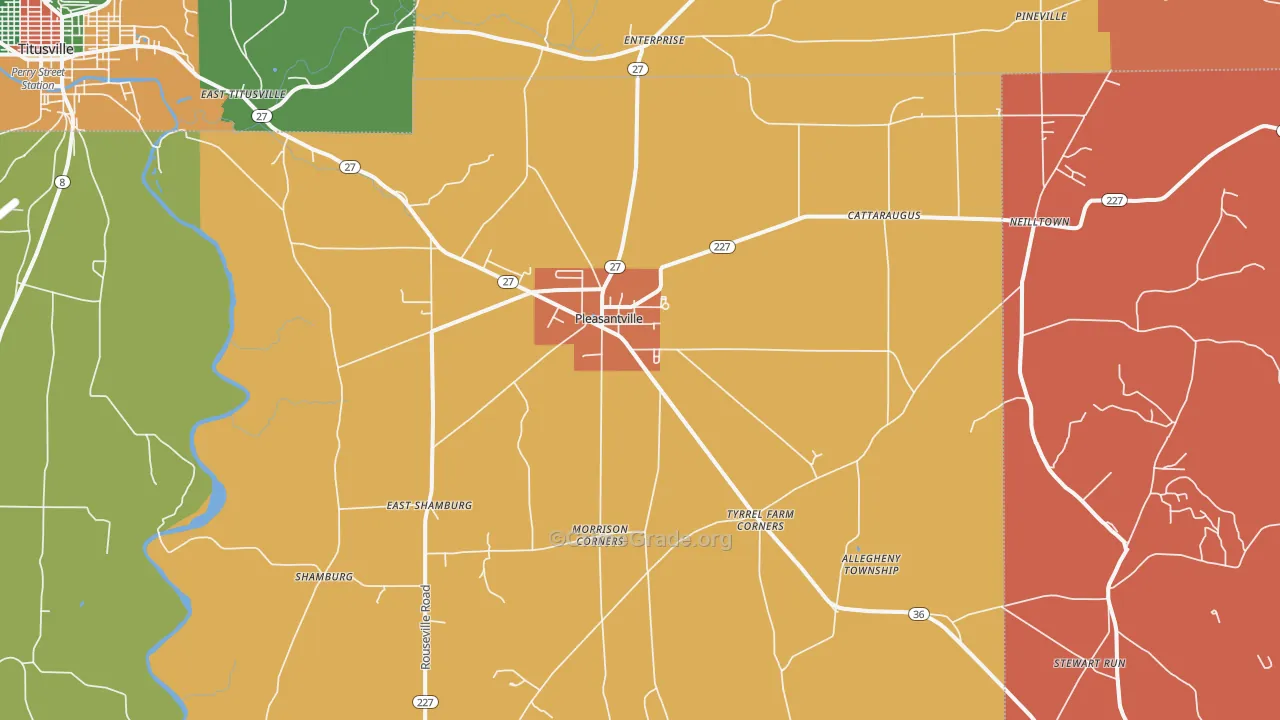 Pleasantville, PA Map of Arson Rates