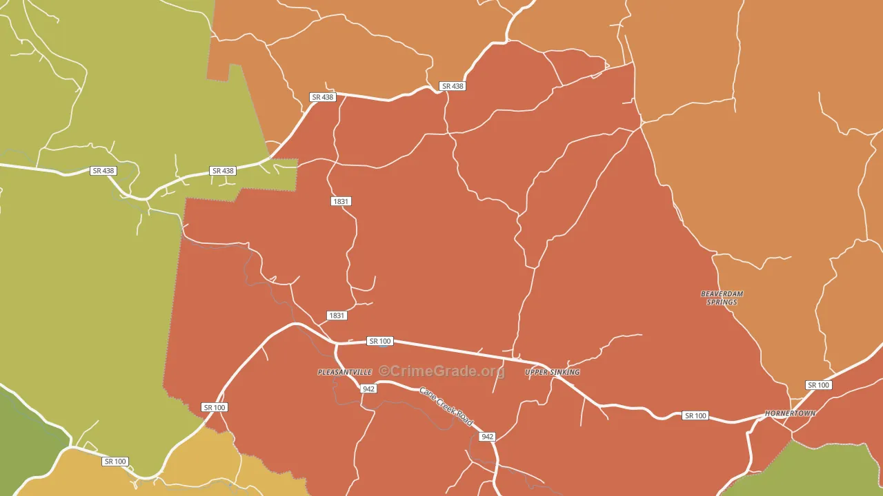 Pleasantville, TN Map of Arson Rates