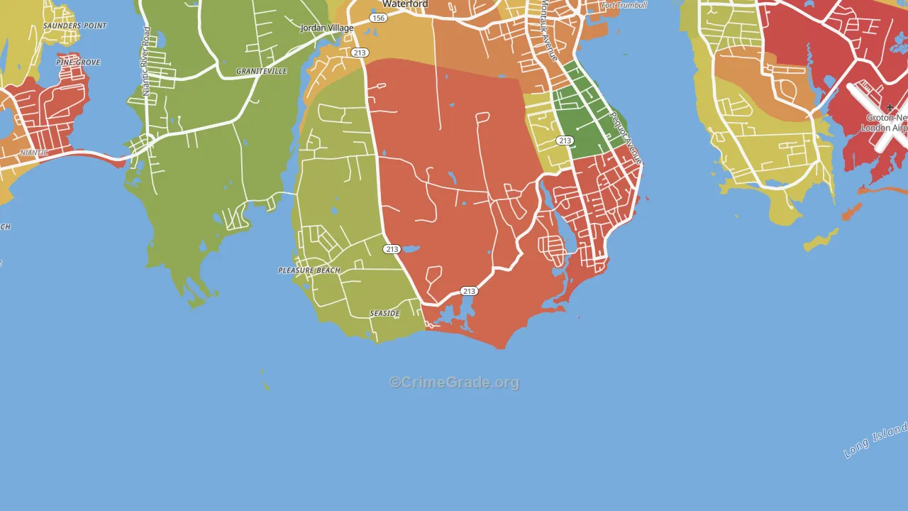 Pleasure Beach, CT Map of Arson Rates