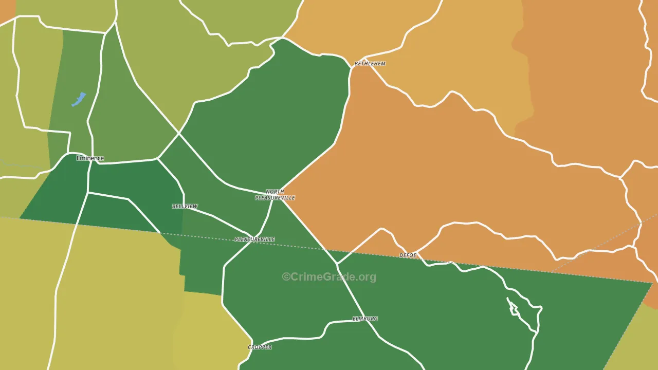 Pleasureville, KY Map of Arson Rates