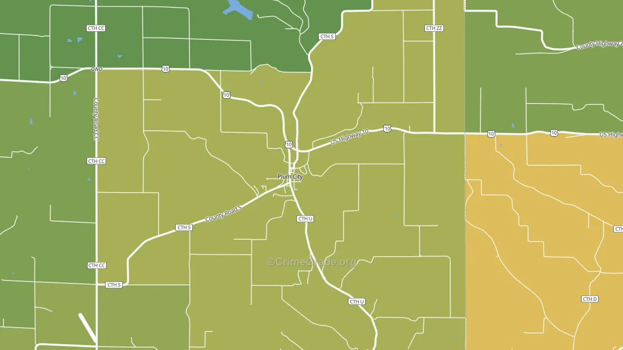 Plum City, WI Map of Arson Rates