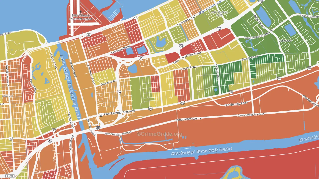 Plum Orchard, New Orleans, LA Map of Arson Rates