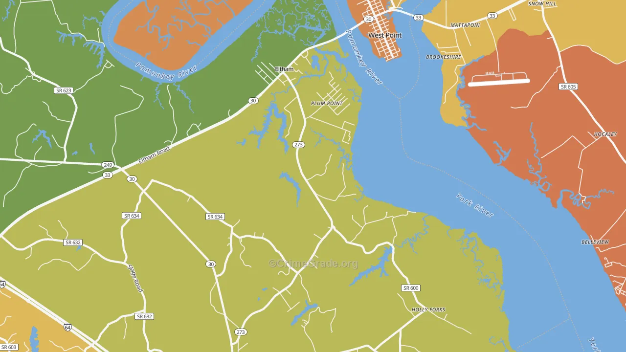 Plum Point, VA Map of Arson Rates