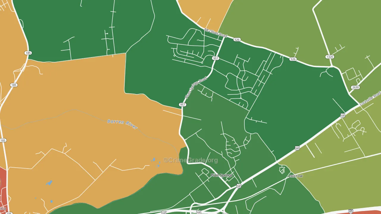 Plum Springs, KY Map of Arson Rates