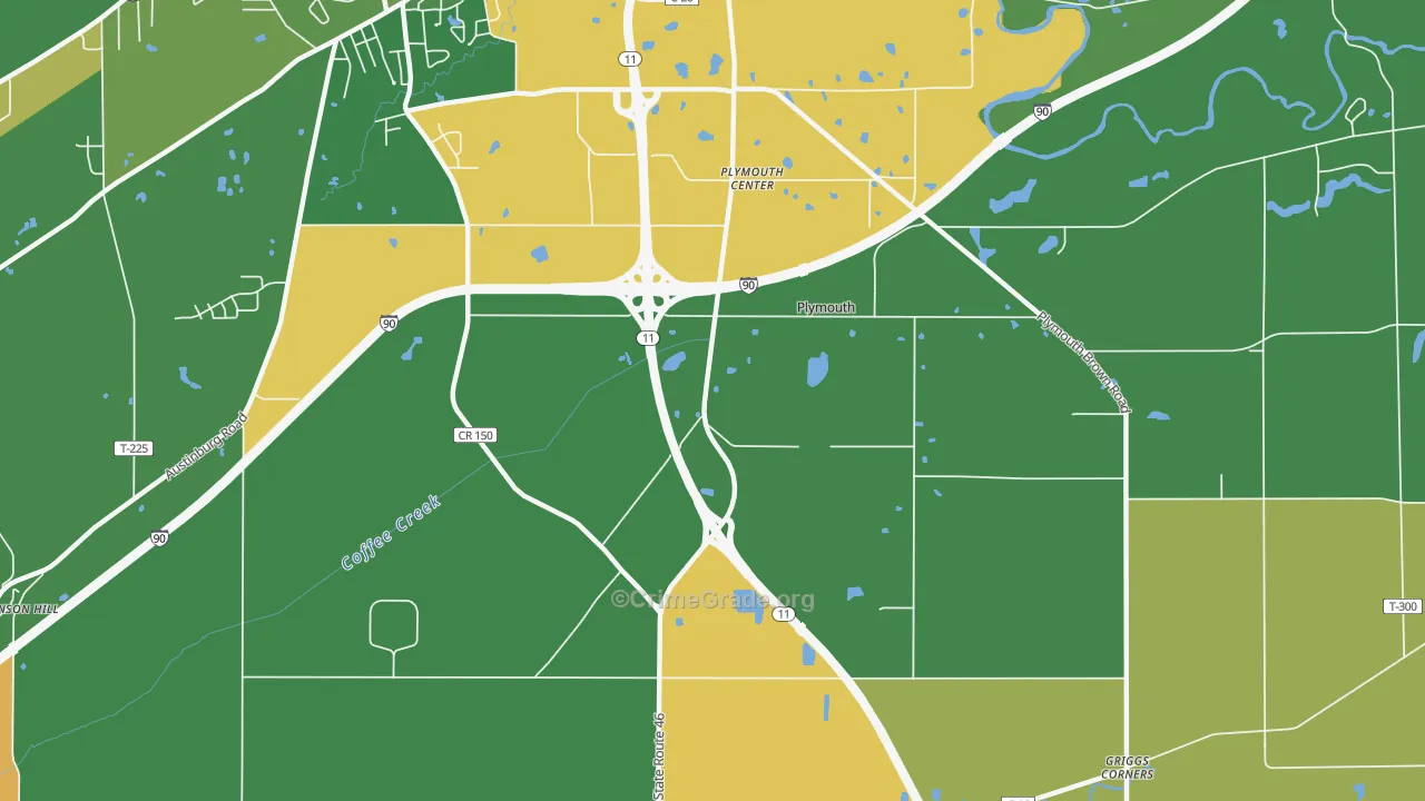 Plymouth Center, OH Map of Arson Rates