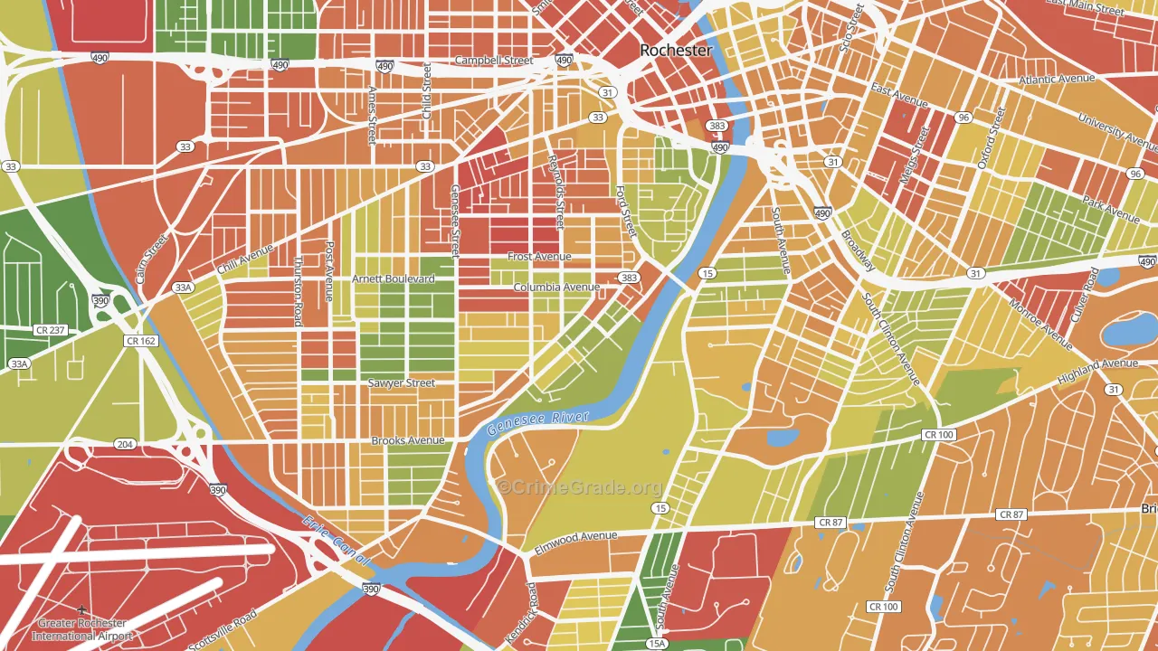 Plymouth-Exchange, Rochester, NY Map of Arson Rates