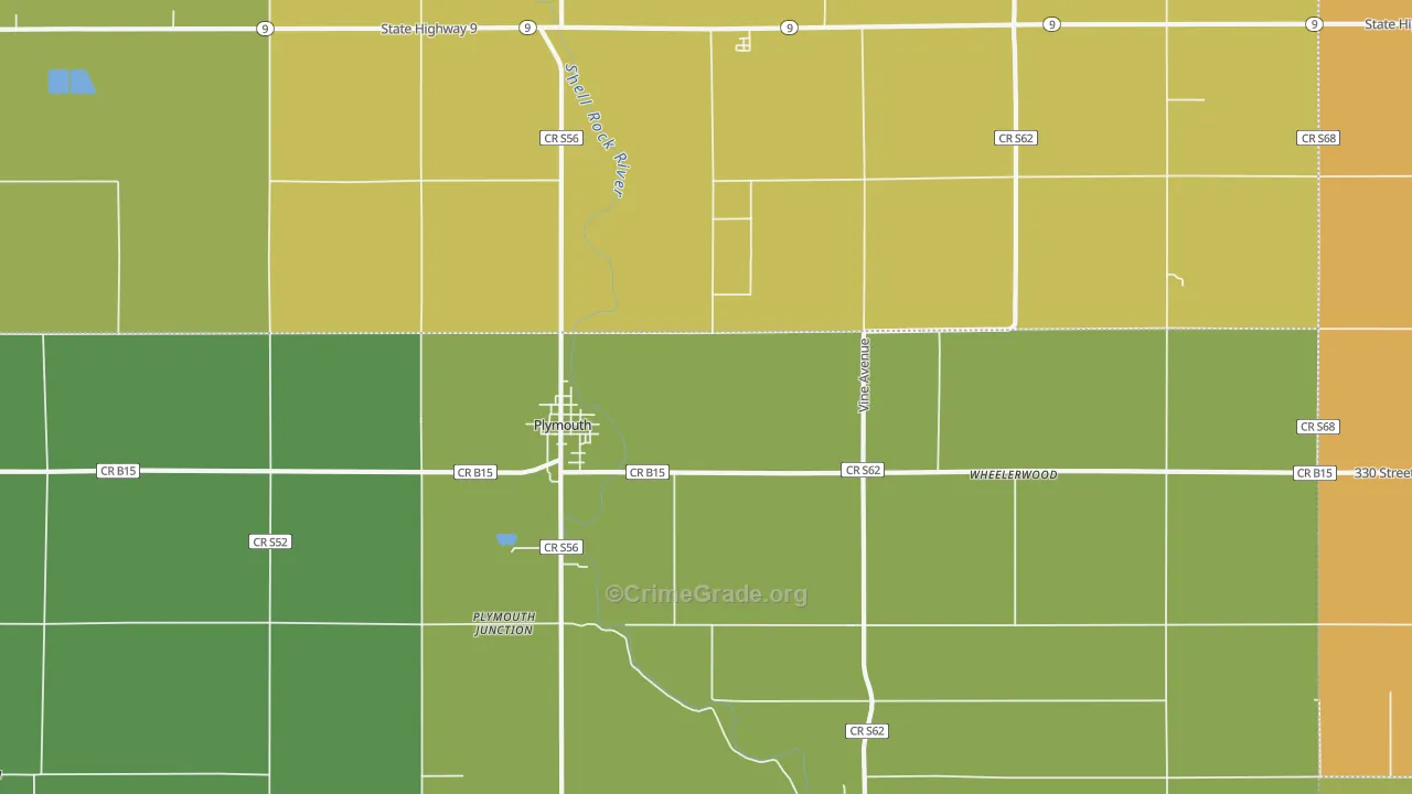 Plymouth, IA Map of Arson Rates