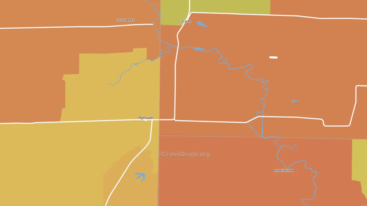 Plymouth, IL Map of Arson Rates