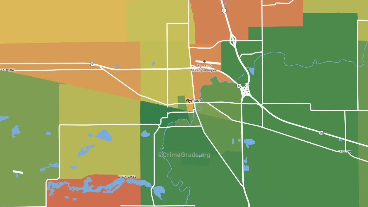 Plymouth, IN Map of Arson Rates