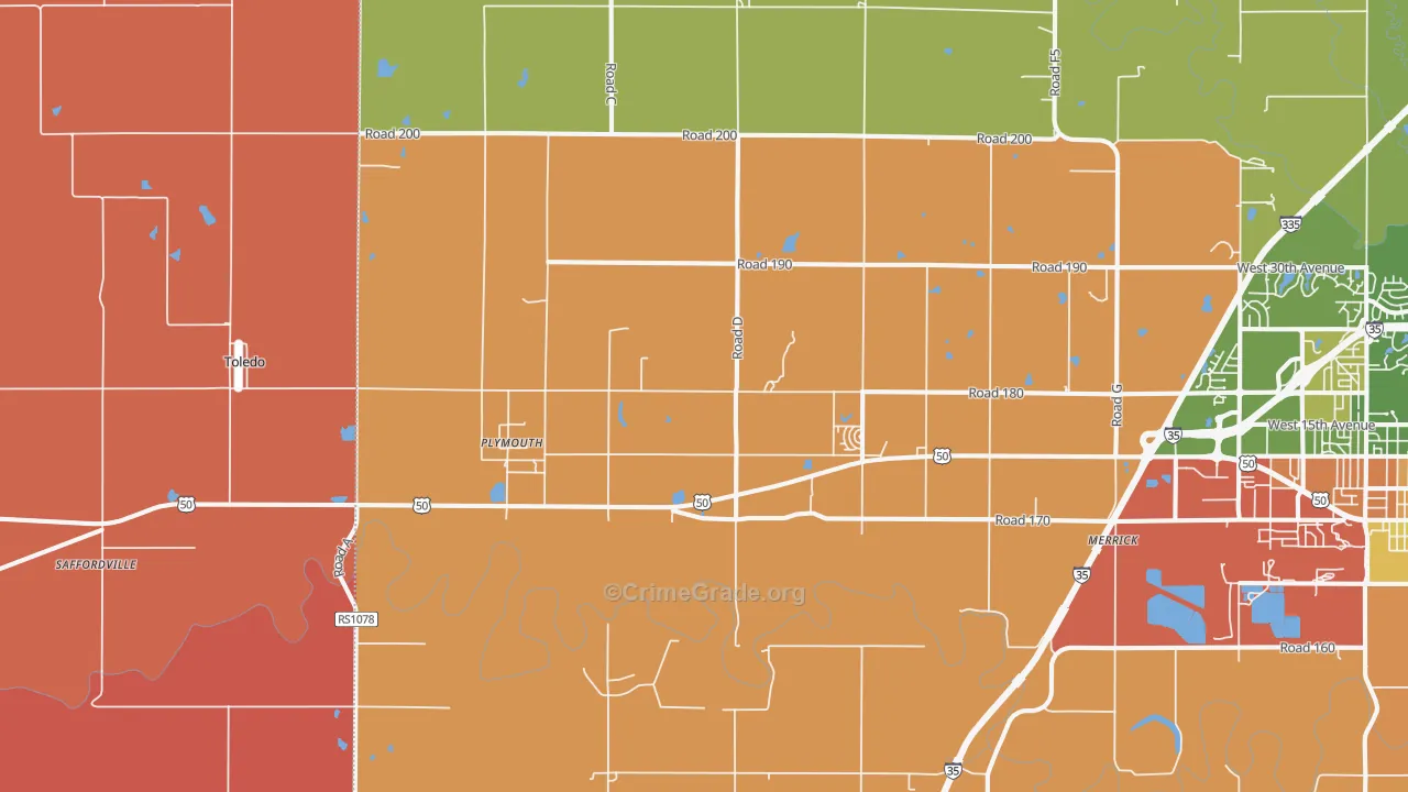 Plymouth, KS Map of Arson Rates