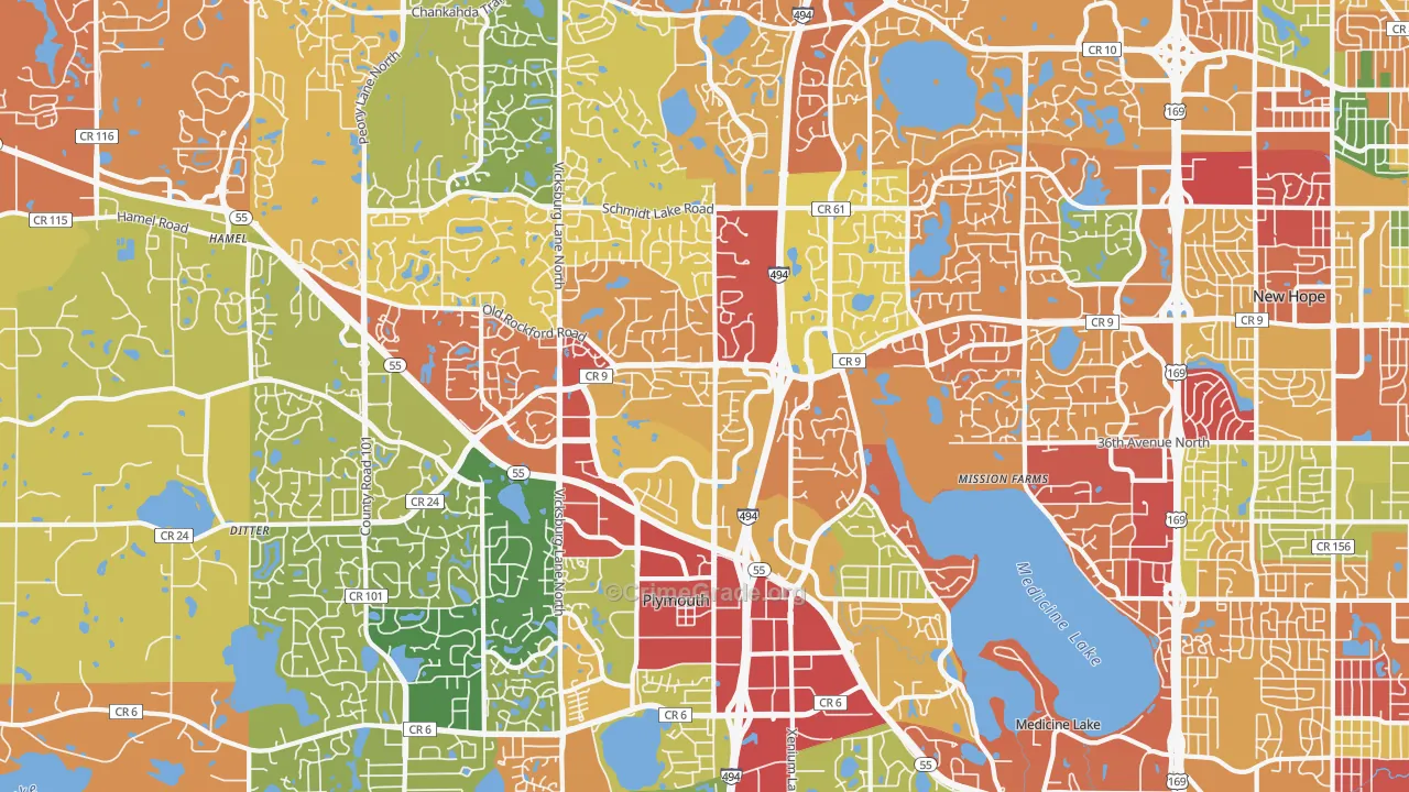 Plymouth, MN Map of Arson Rates
