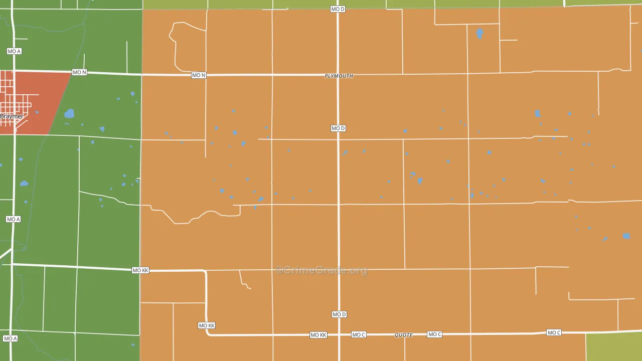 Plymouth, MO Map of Arson Rates