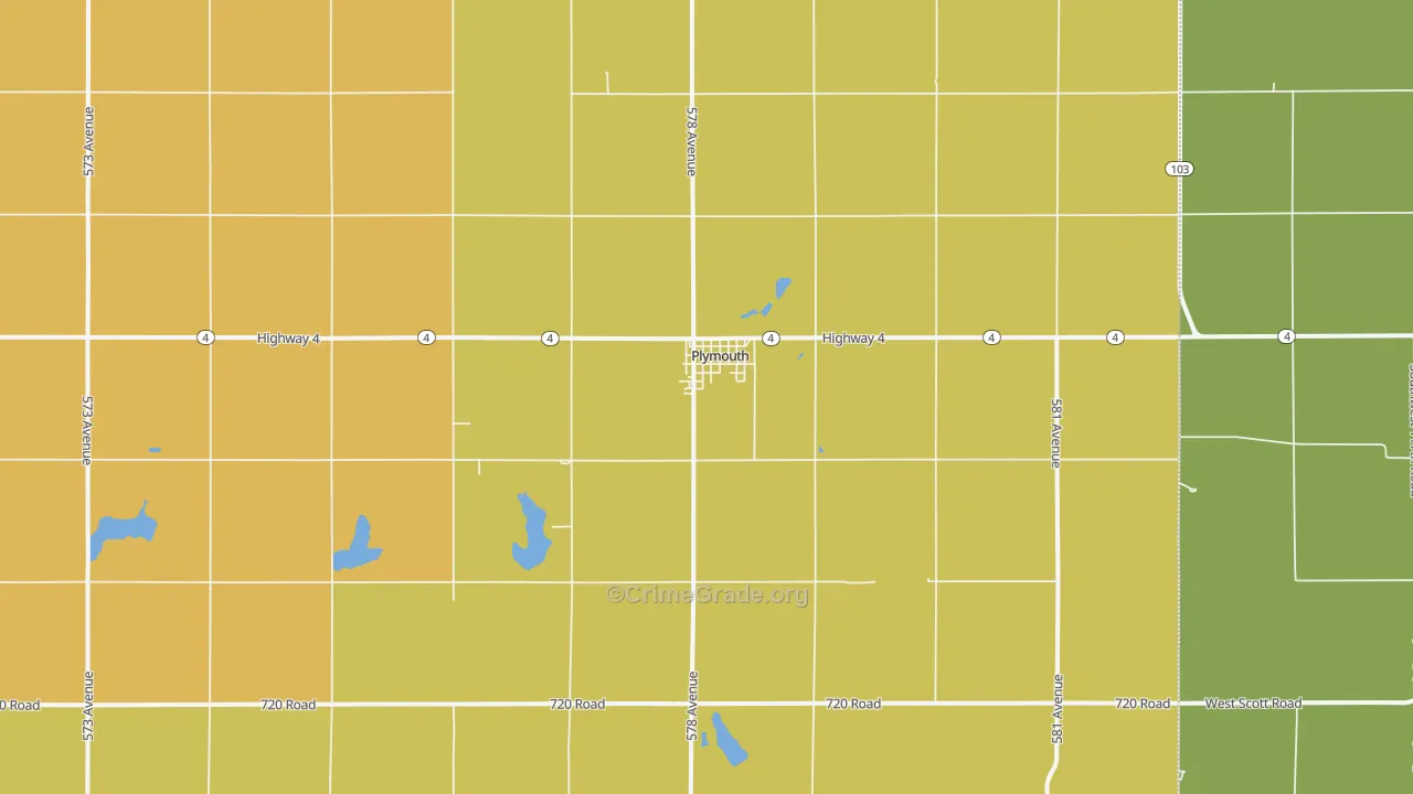 Plymouth, NE Map of Arson Rates