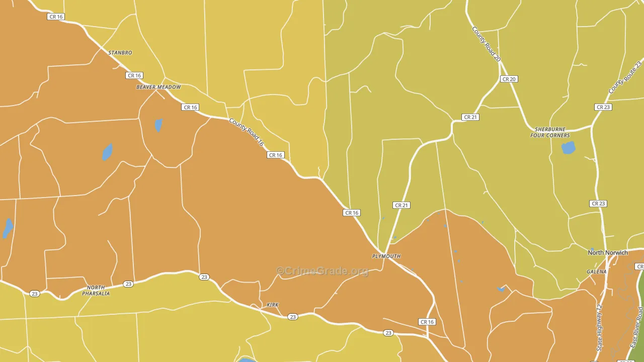 Plymouth, NY Map of Arson Rates
