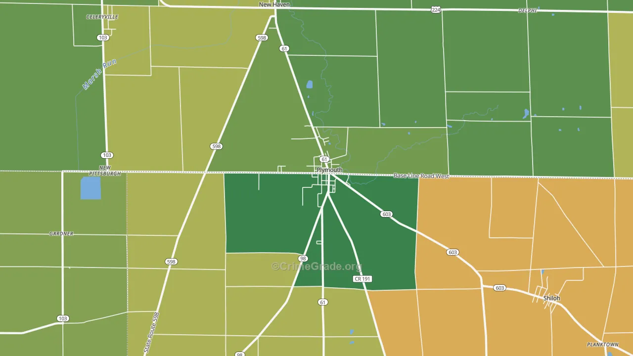 Plymouth, OH Map of Arson Rates