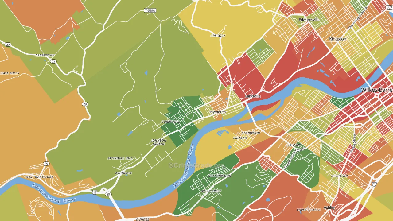 Plymouth, PA Map of Arson Rates