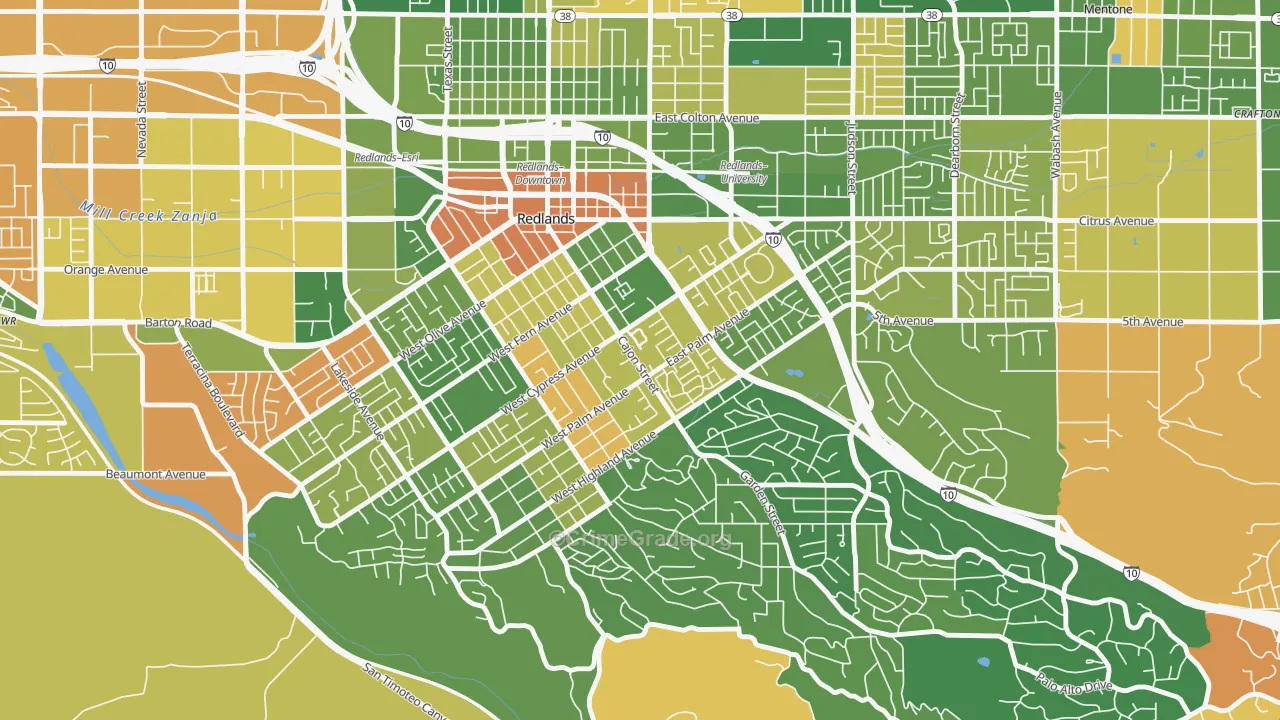 Plymouth Village, Redlands, CA Map of Arson Rates