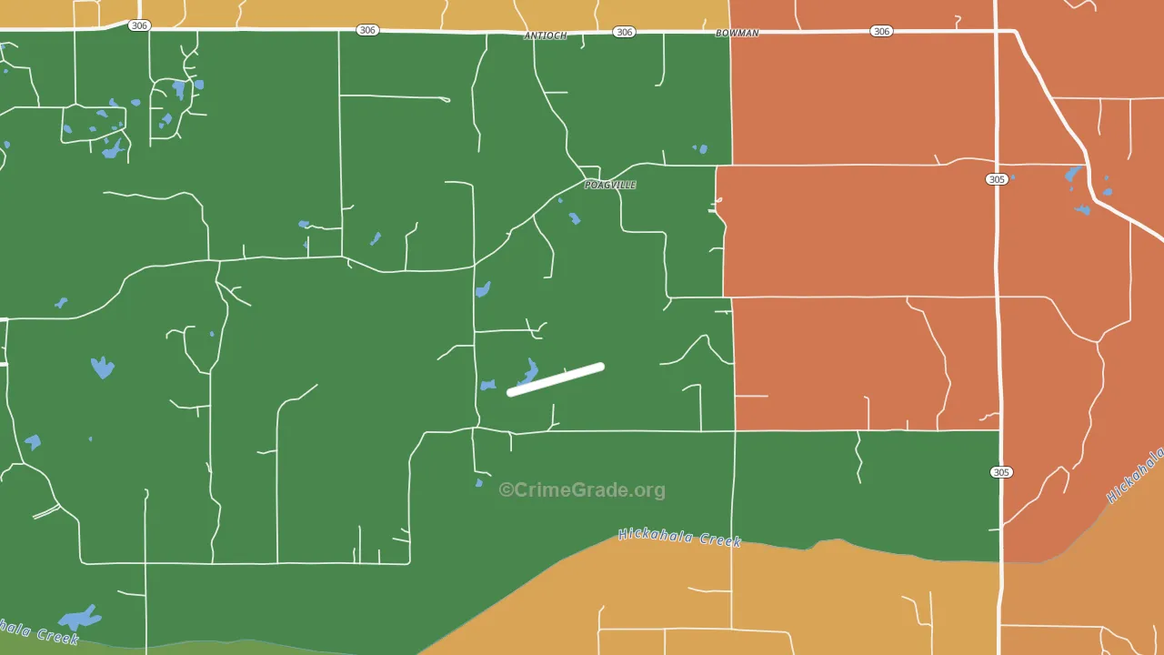 Poagville, MS Map of Arson Rates