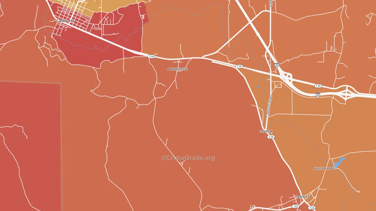 Pocahontas, AL Map of Arson Rates