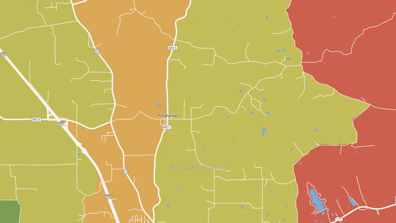 Pocahontas, MO Map of Arson Rates