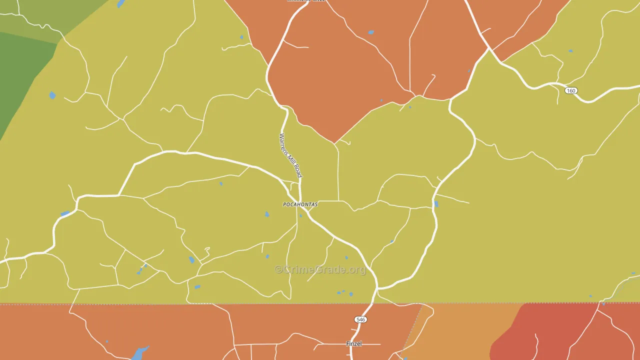 Pocahontas, PA Map of Arson Rates