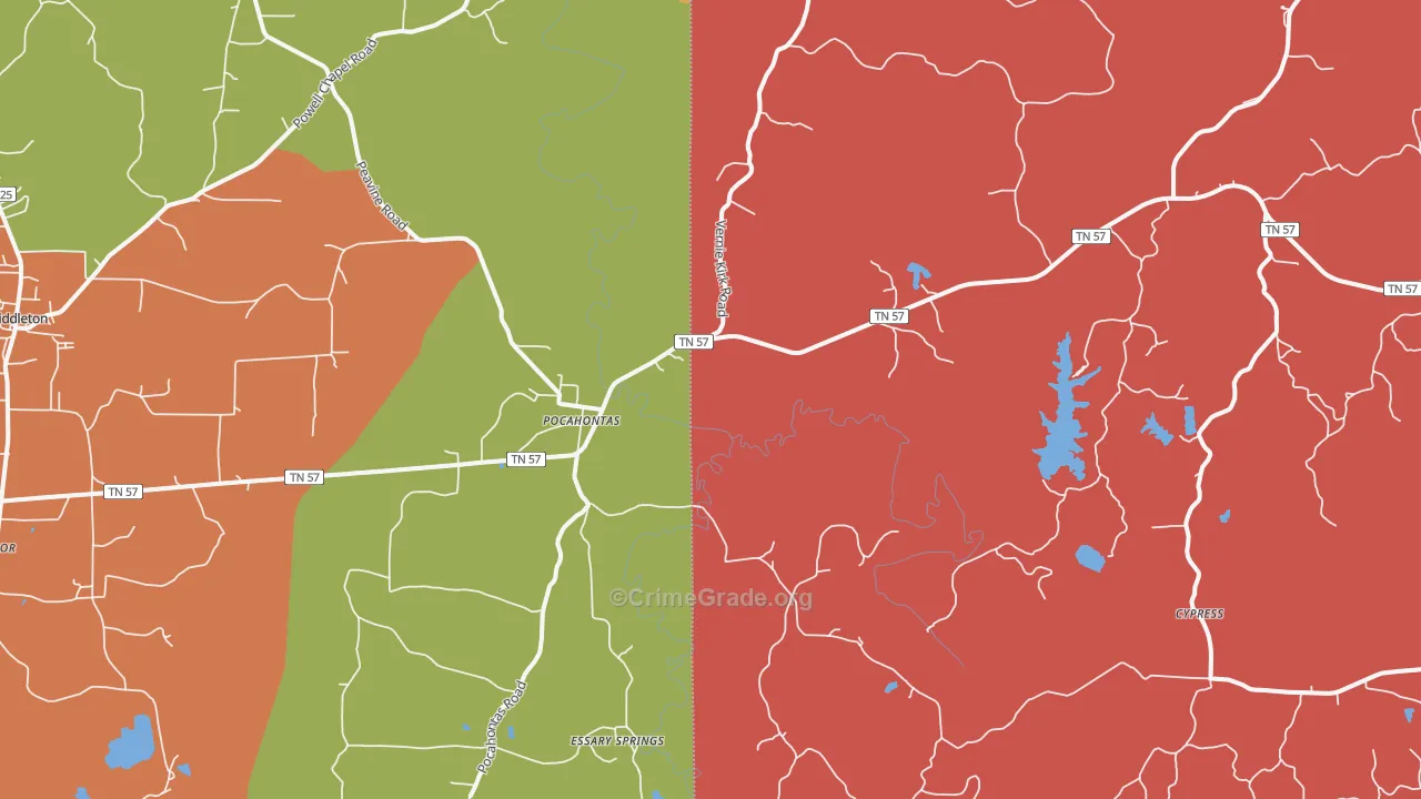Pocahontas, TN Map of Arson Rates