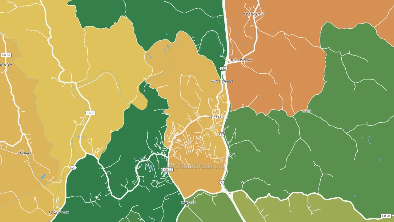 Pocatalico, WV Map of Arson Rates