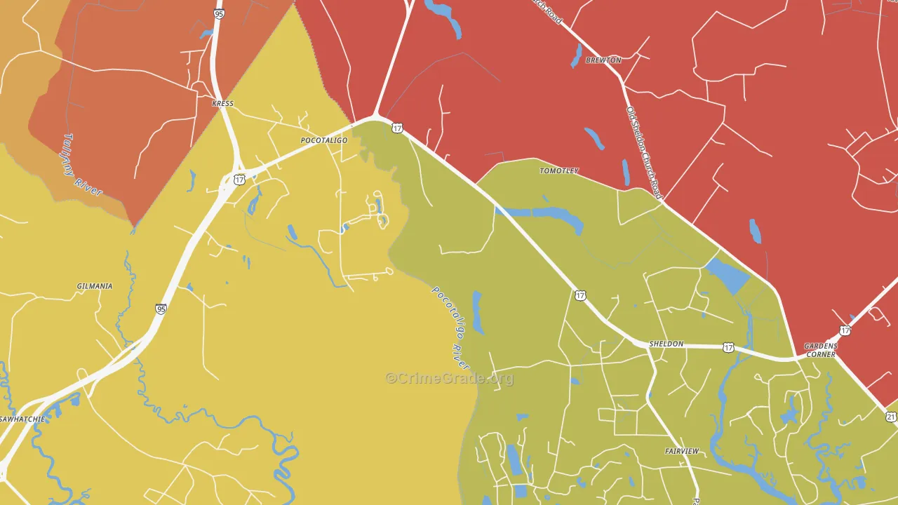 Pocataligo, SC Map of Arson Rates