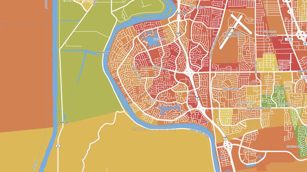 Pocket, Sacramento, CA Map of Arson Rates