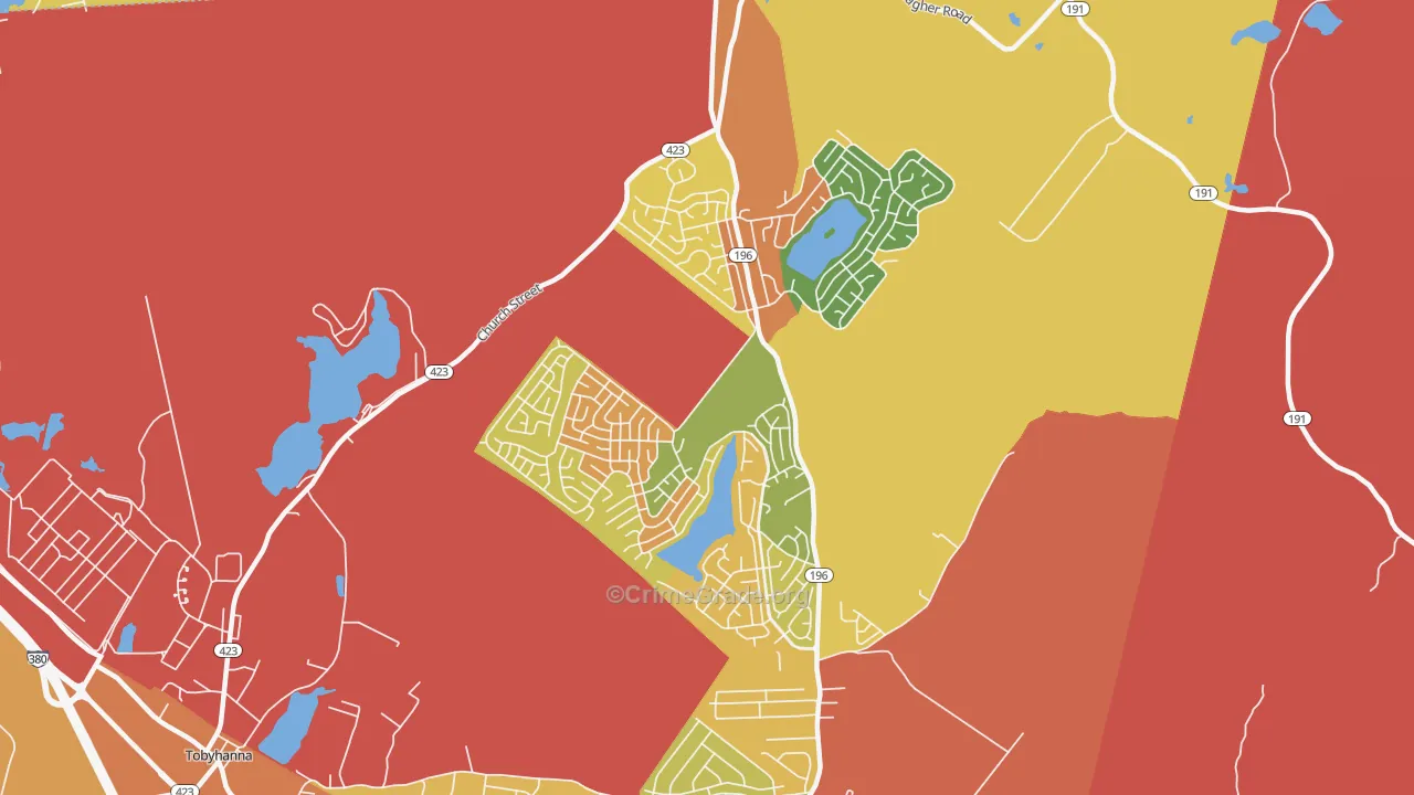 Pocono Country Place, Tobyhanna, PA Map of Arson Rates