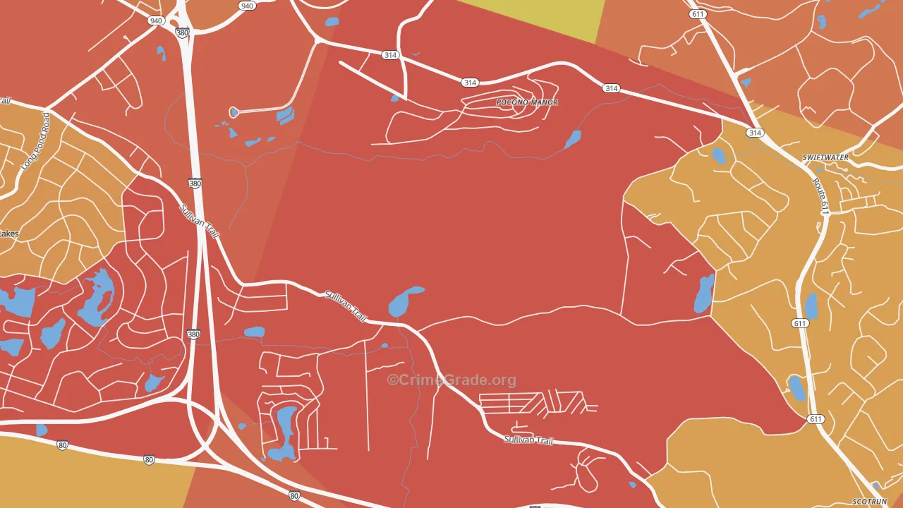Pocono Manor, PA Map of Arson Rates