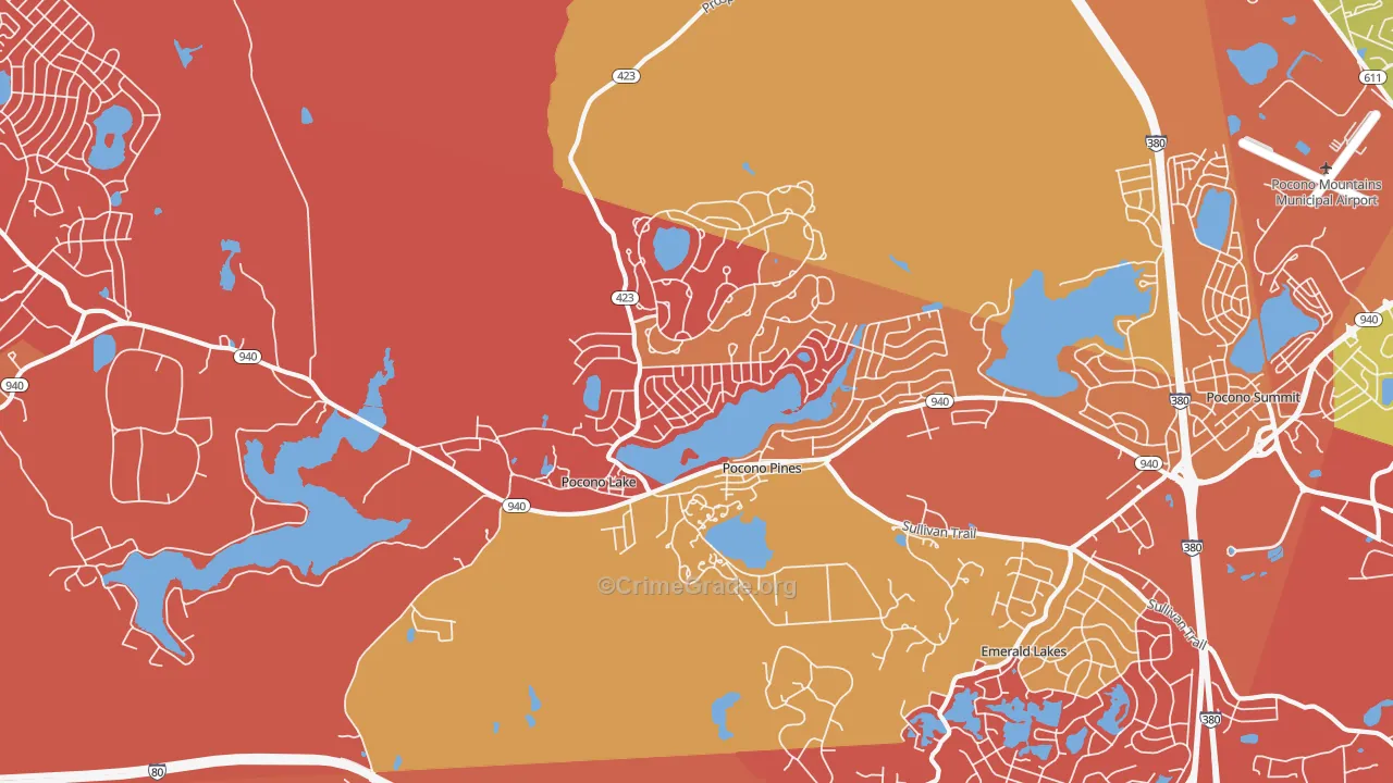 Pocono Pines, PA Map of Arson Rates