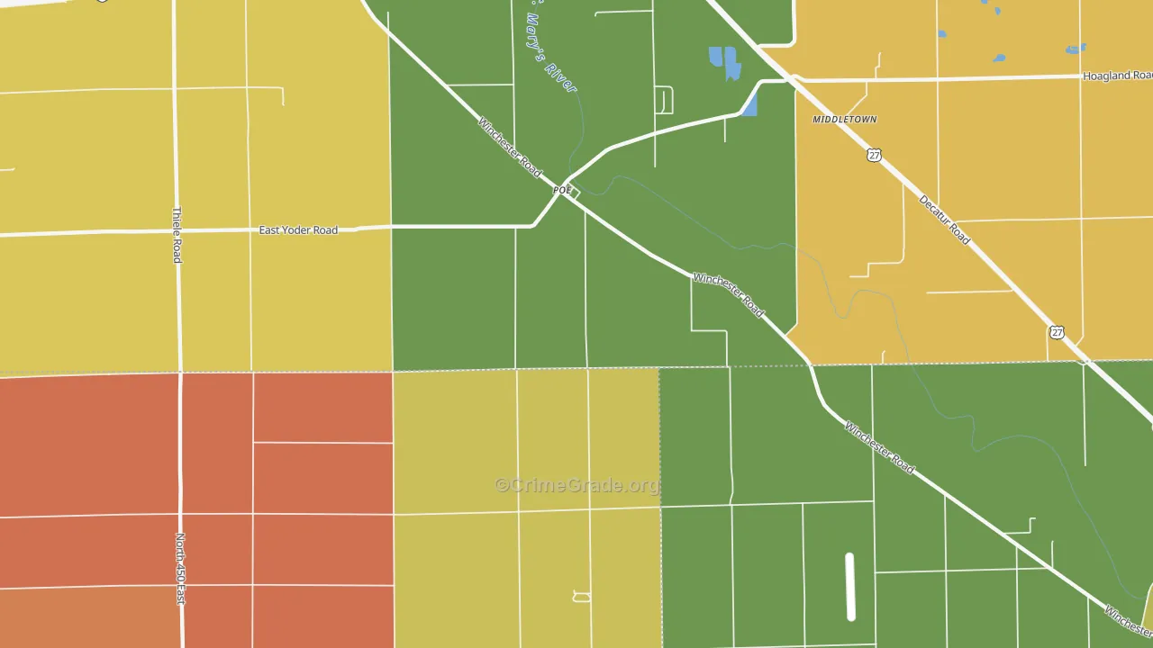 Poe, IN Map of Arson Rates