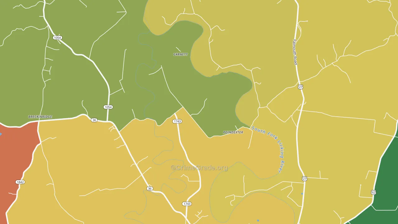 Poindexter, KY Map of Arson Rates