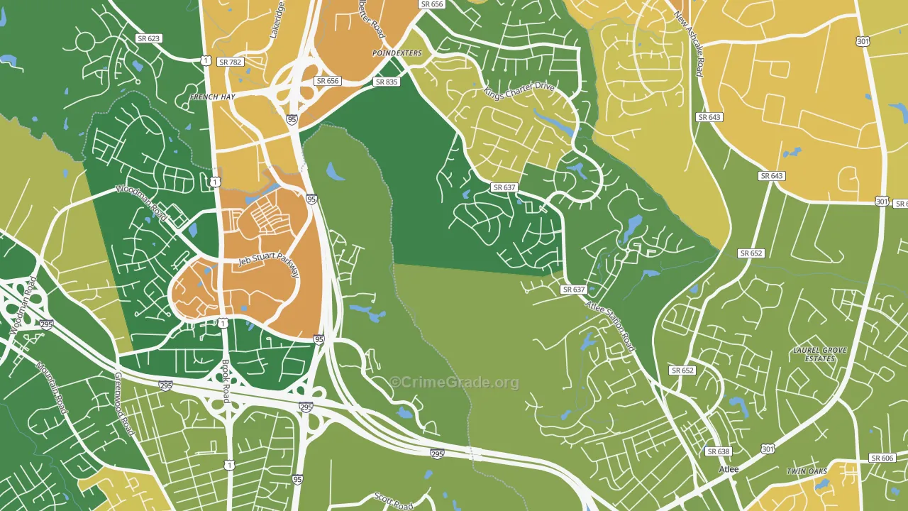 Poindexters, VA Map of Arson Rates
