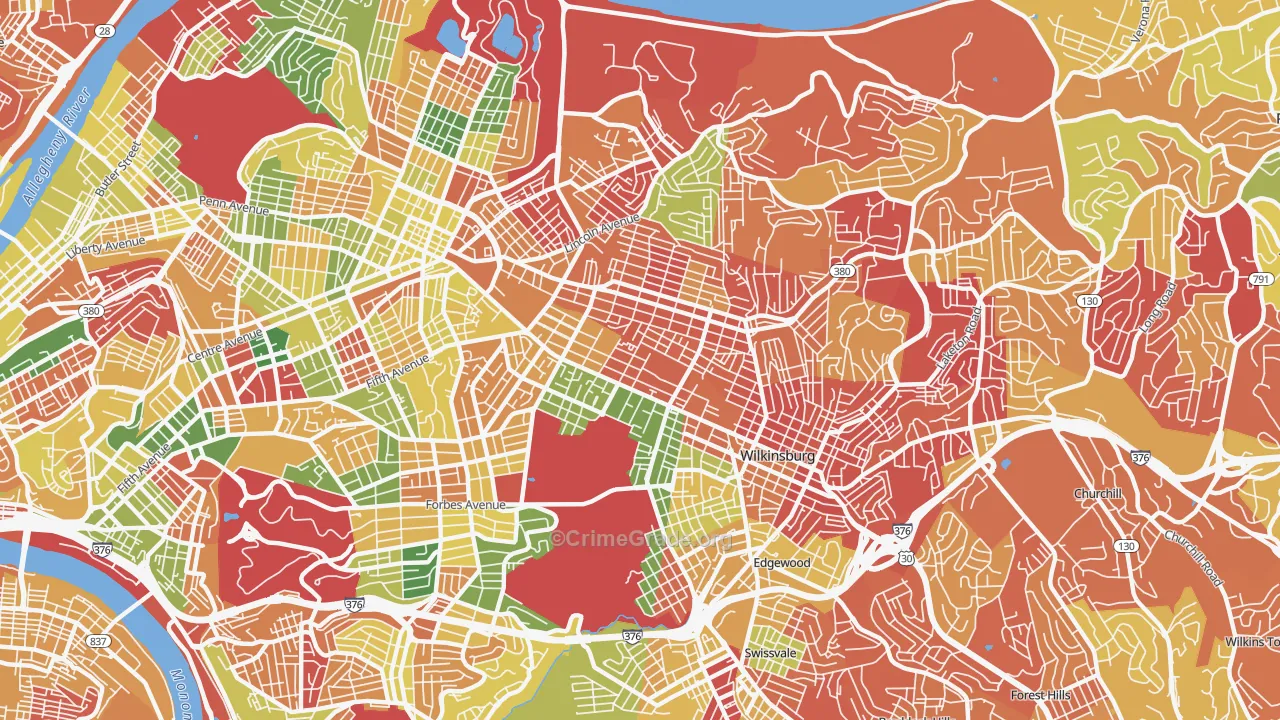 Point Breeze, Pittsburgh, PA Map of Arson Rates
