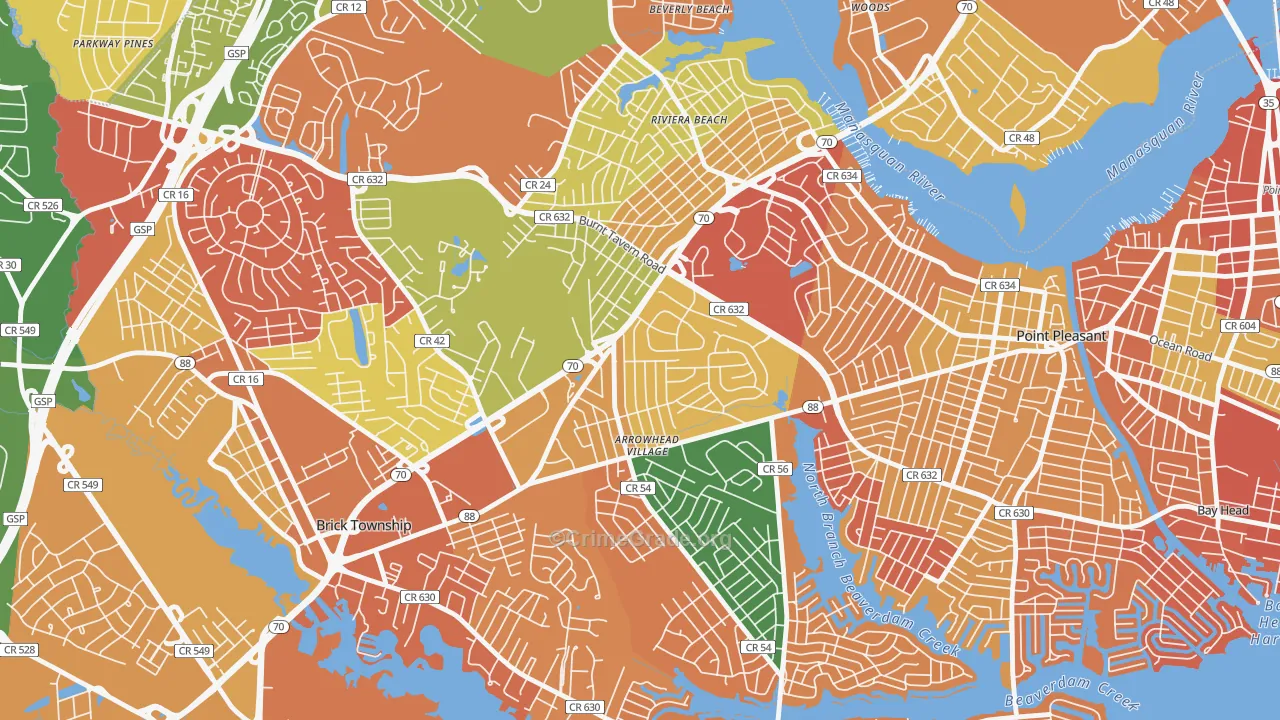 Point Pleasant Manor, Brick, NJ Map of Arson Rates