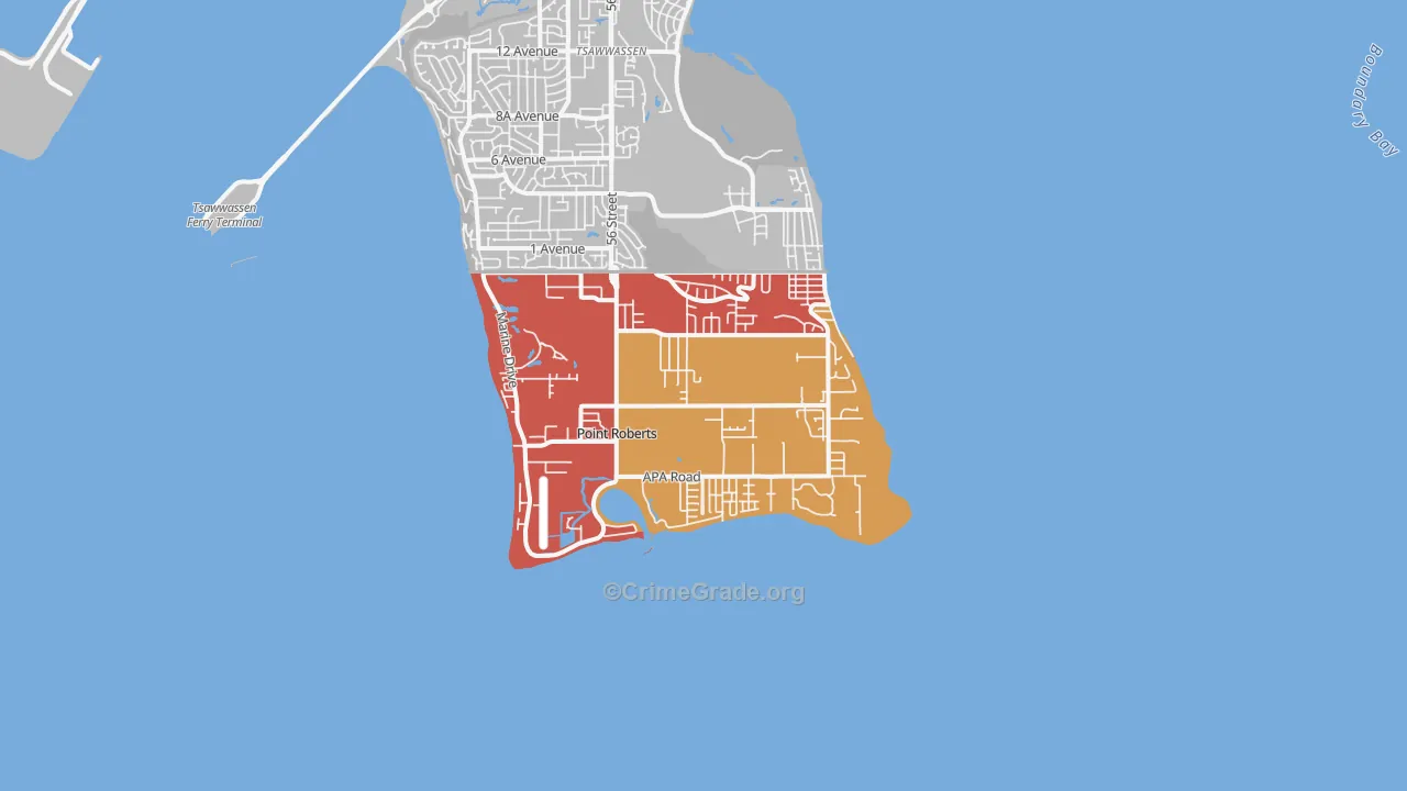 Point Roberts, WA Map of Arson Rates