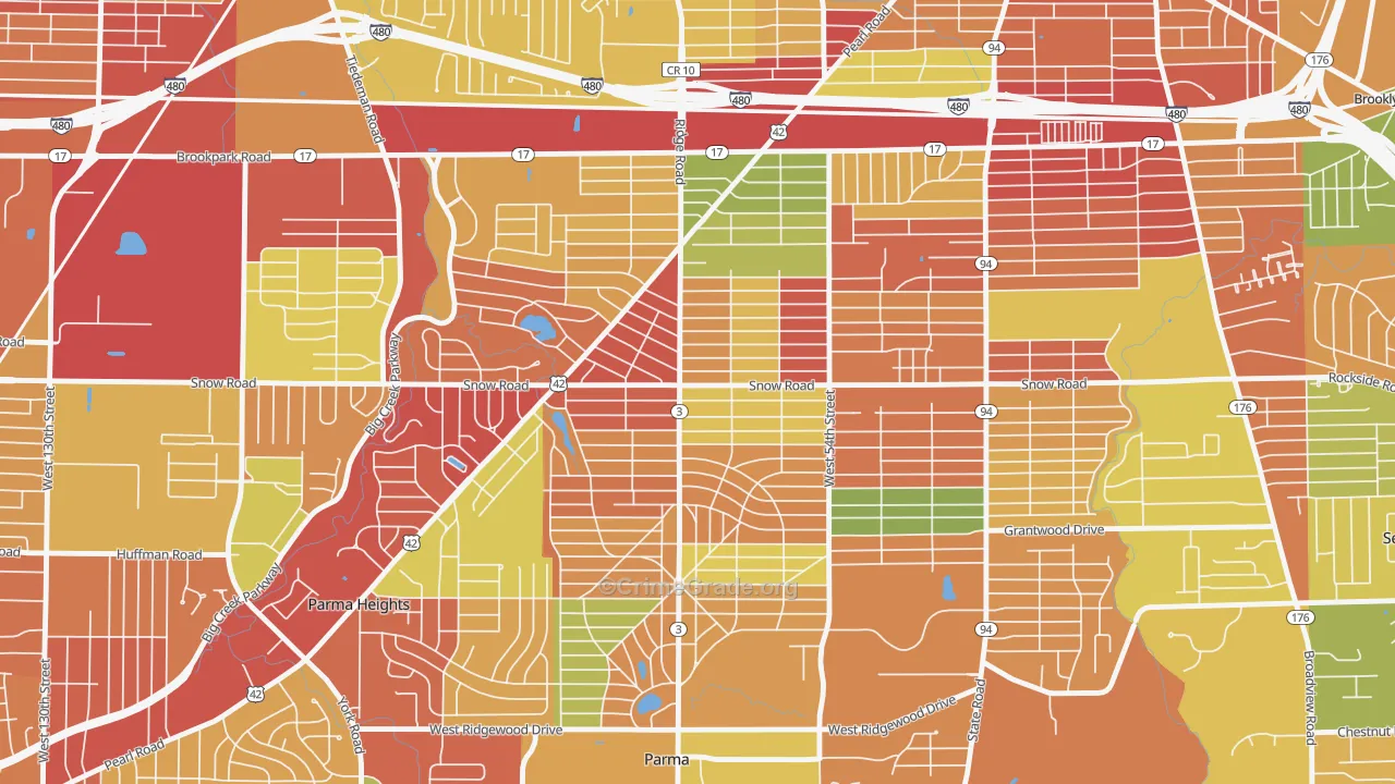 Polish Village, Parma, OH Map of Arson Rates