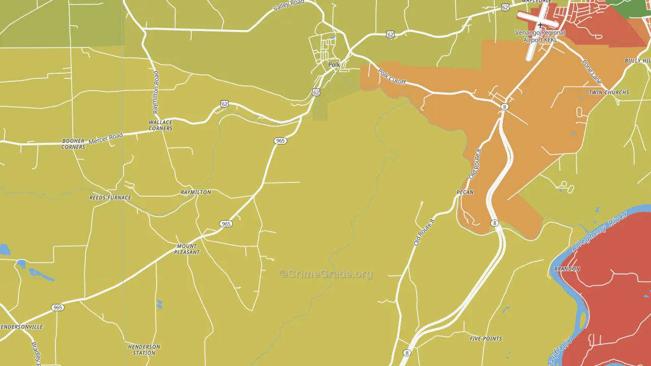 Polk, PA Map of Arson Rates
