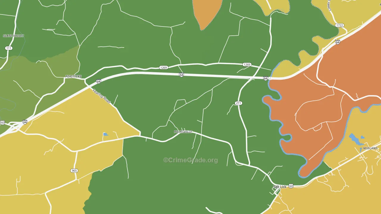 Polksville, KY Map of Arson Rates