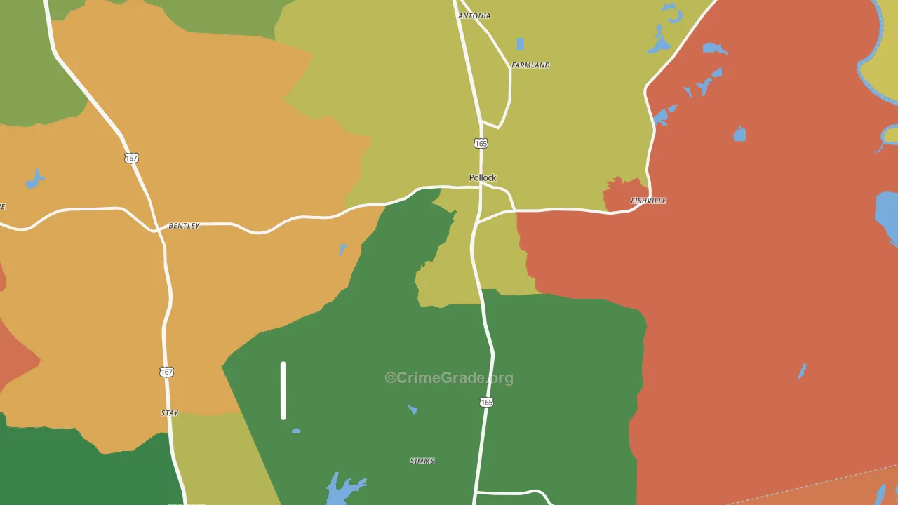 Pollock, LA Map of Arson Rates