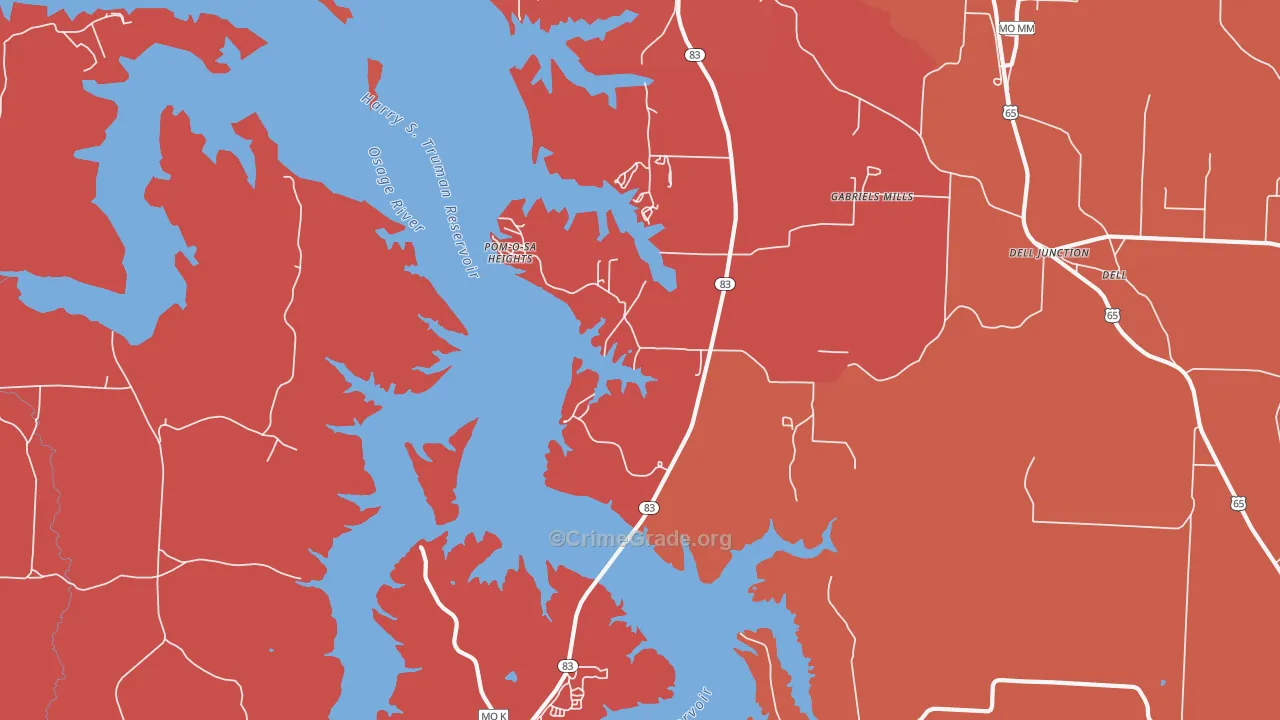 Pom-o-sa Heights, MO Map of Arson Rates