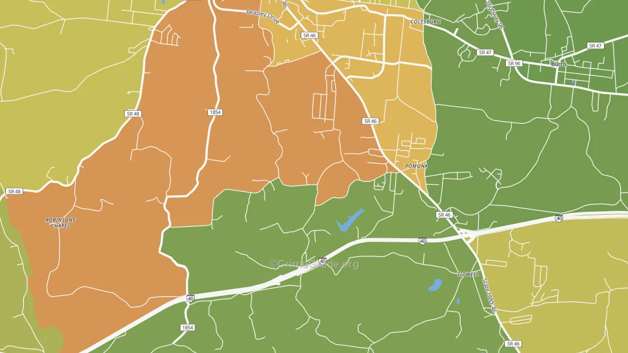 Pomona, TN Map of Arson Rates
