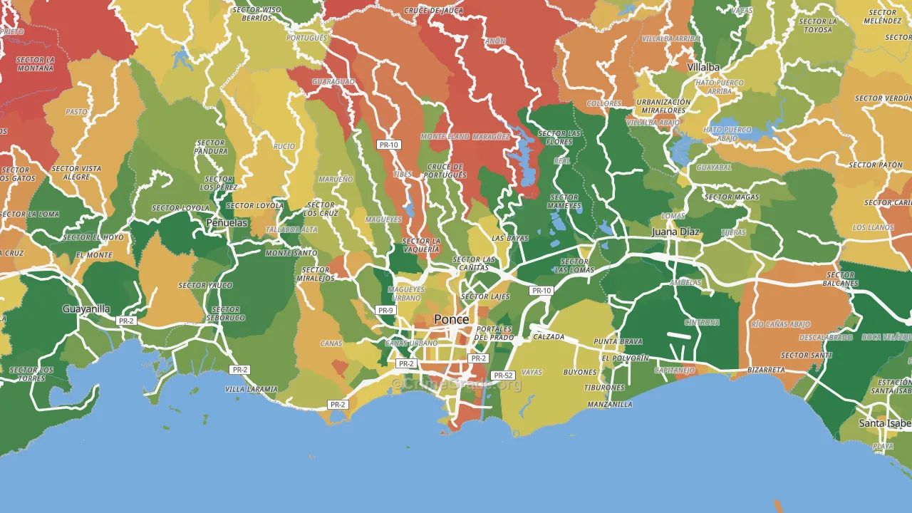 Ponce, PR Map of Arson Rates