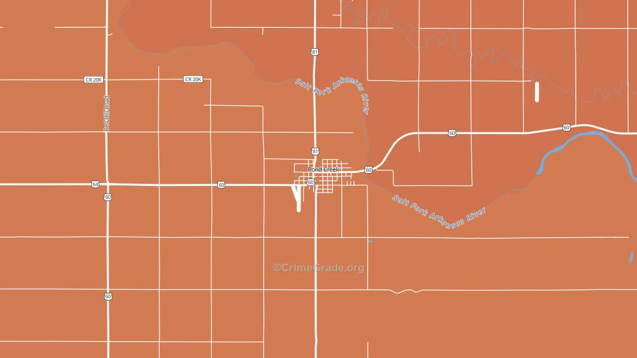 Pond Creek, OK Map of Arson Rates