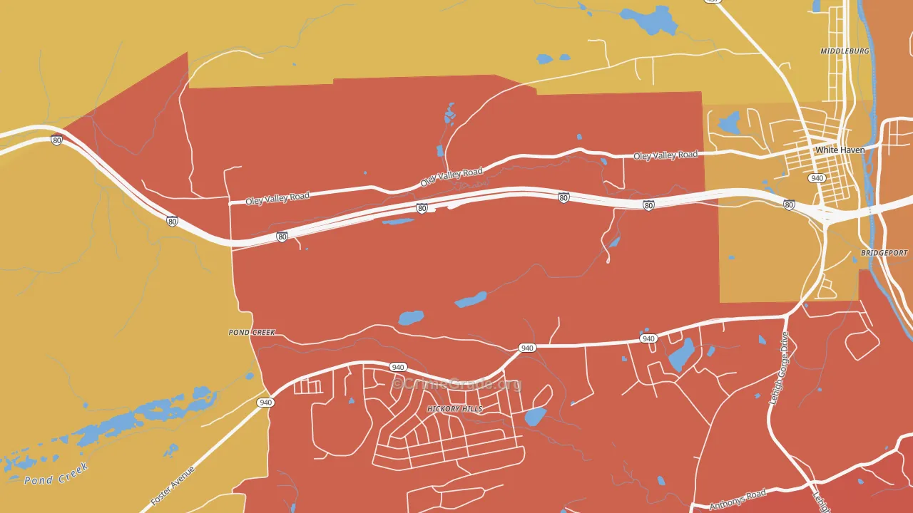 Pond Creek, PA Map of Arson Rates